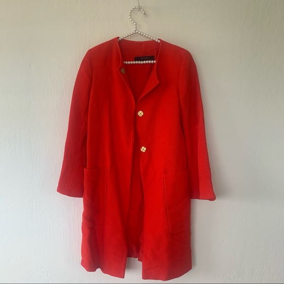 Zara Red Orange Bell Sleeve Snap Button Jacket - Picture 11 of 15